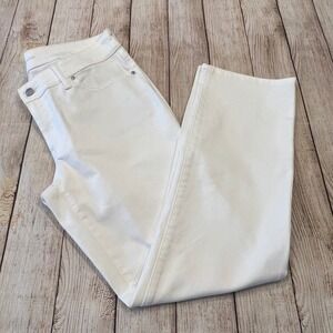 Chicos White Straight Leg Jeans Size 0.5S Petite Denim Pants Mid Rise Classic